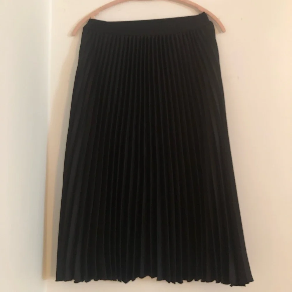 H&M Black A-Line Midi Skirt with Pleats - Picture 1 of 6